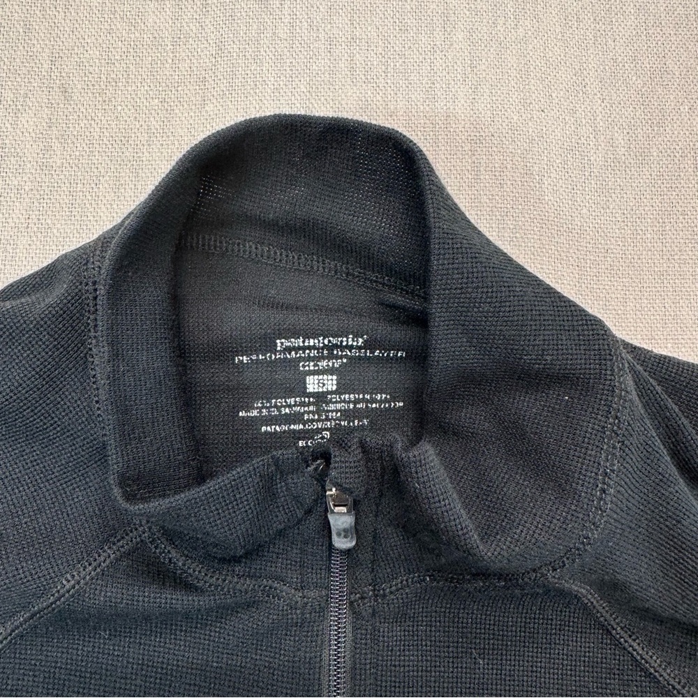 Patagonia Women’s S Black 1/4 Zip Thermal Base Layer Top Performance Waffle Knit - Picture 5 of 9